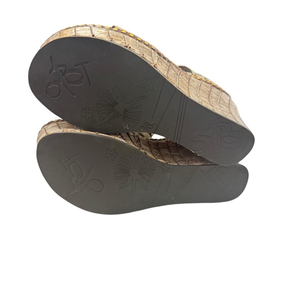 OTBT Kentucky Floral Print Leather Platform Lace Up Wedge Sandals Taupe‎ Sz 6.5 - Picture 11 of 11
